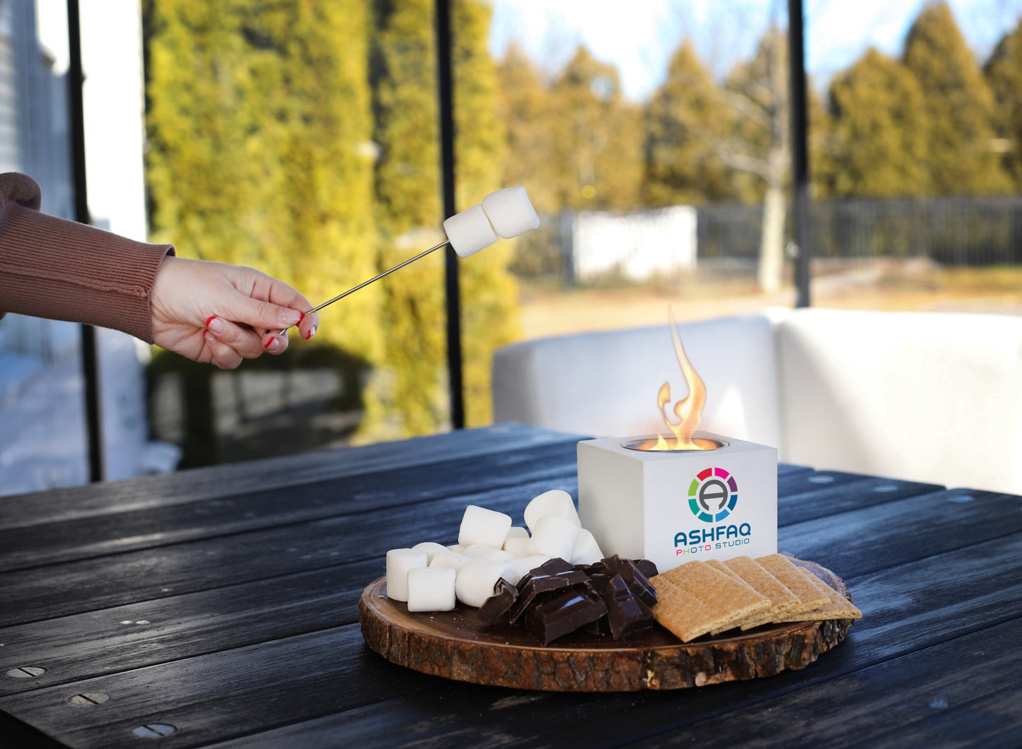 Indoor/Outdoor Table Top Fire Pit (White)